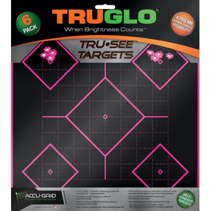 Truglo Tru-see Reactive Target - 5 Daimond 6-pack Pink