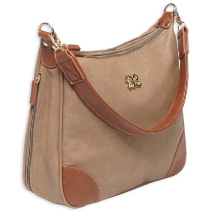 Bulldog Concealed Carry Purse - Hobo Style Taupe W-tan Trim